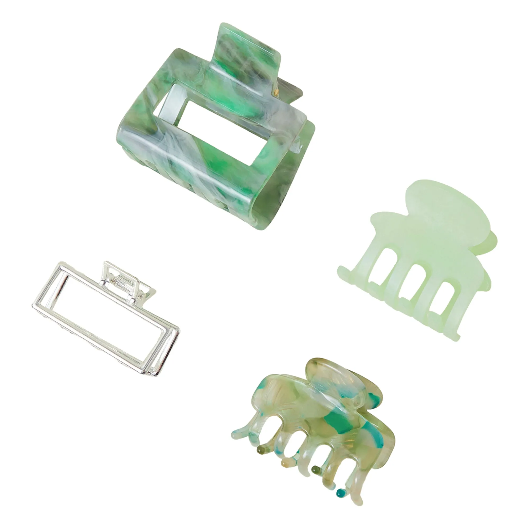 Accessorize London Women's Mixed Resin Claw Clip Set of 4-Green