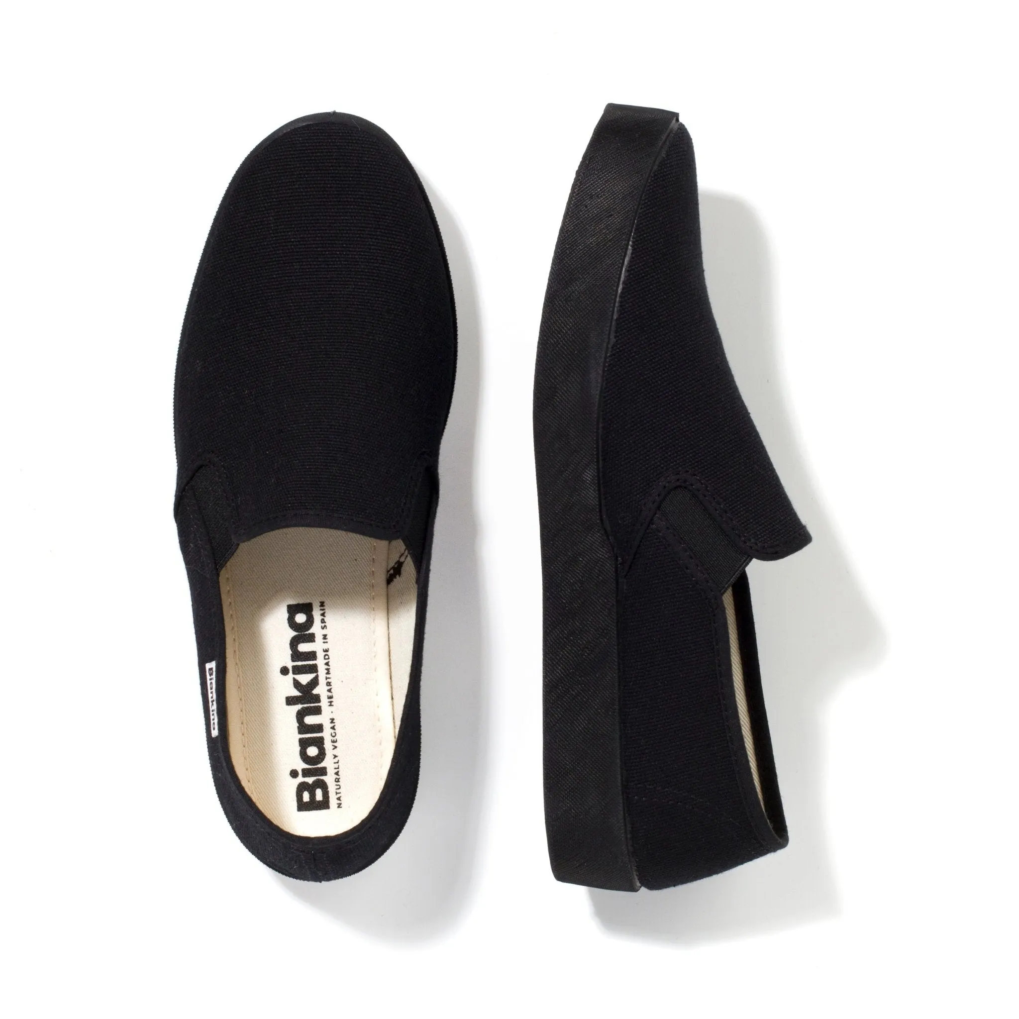 Barcelona Organic Cotton Canvas Slip Ons - Black