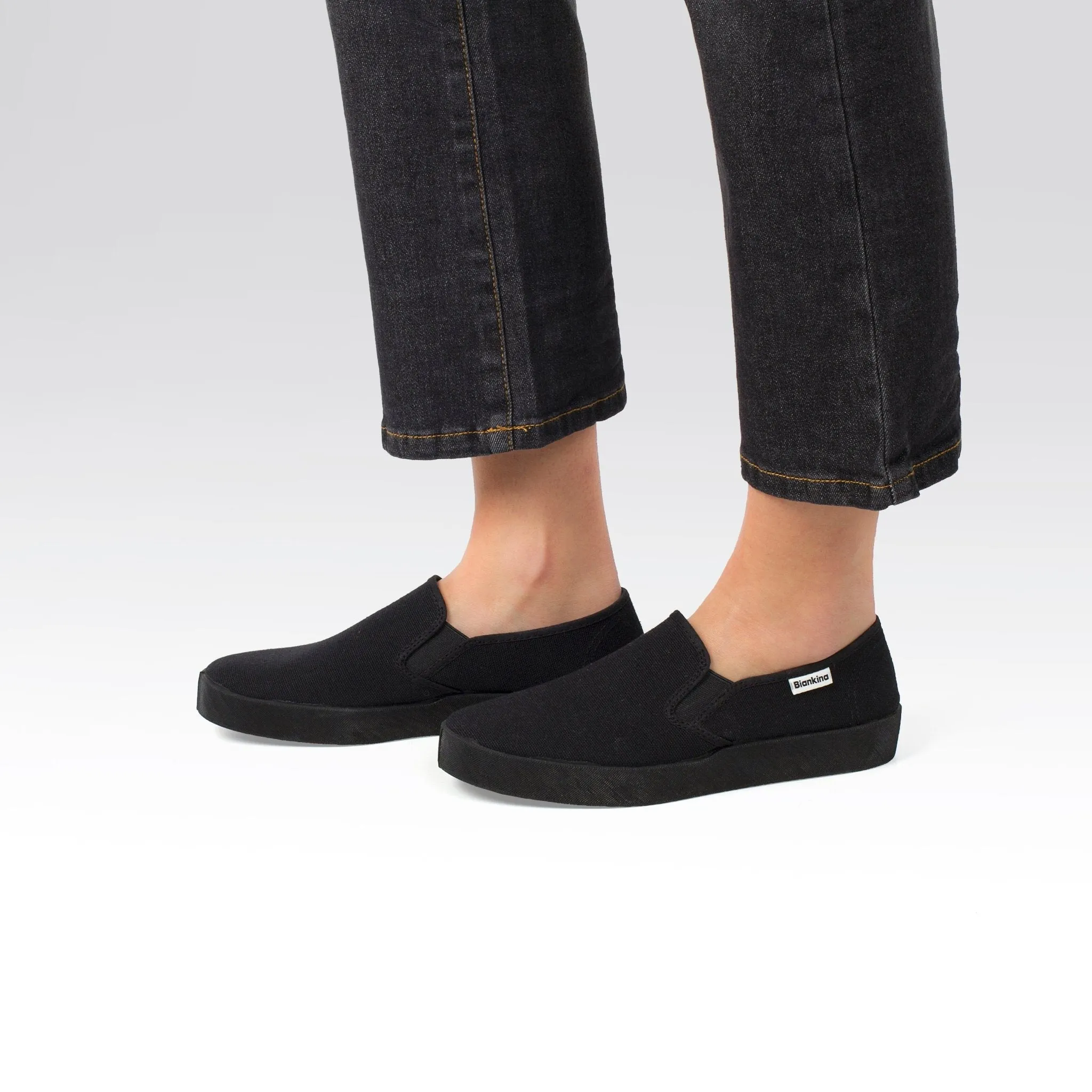 Barcelona Organic Cotton Canvas Slip Ons - Black