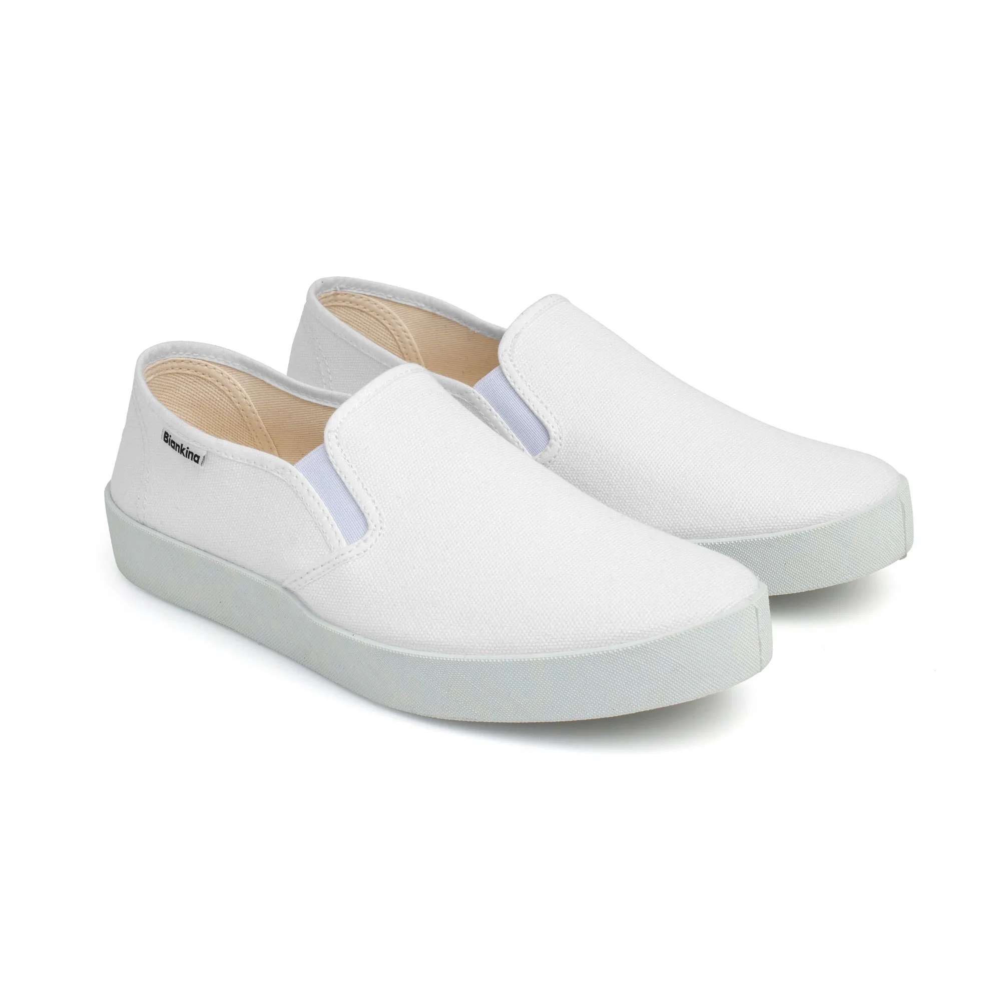 Barcelona Organic Cotton Canvas Slip Ons - White