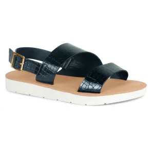 Black Croc Sling-back Sandal