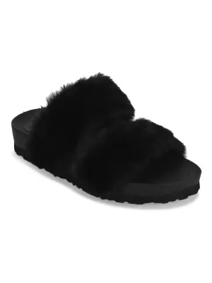 Black Furry Slip Ons