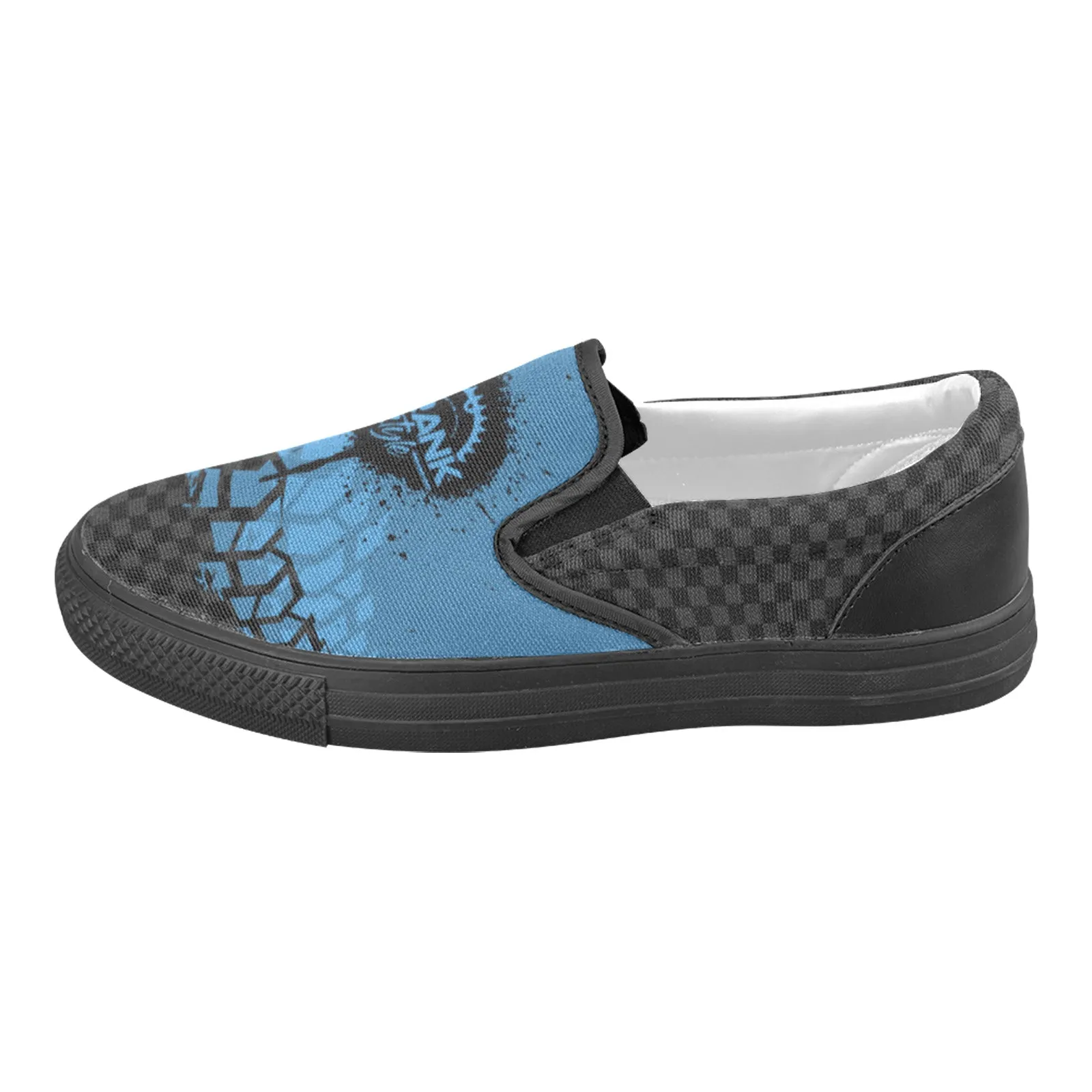 Blue Tire Check Casual Slip-Ons