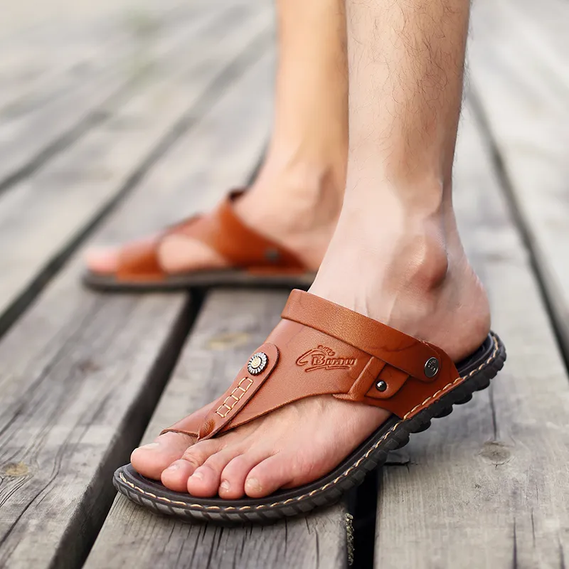 Breathable Leather Flip-Flops Slippers Sandals / Casual Summer Shoes for Men