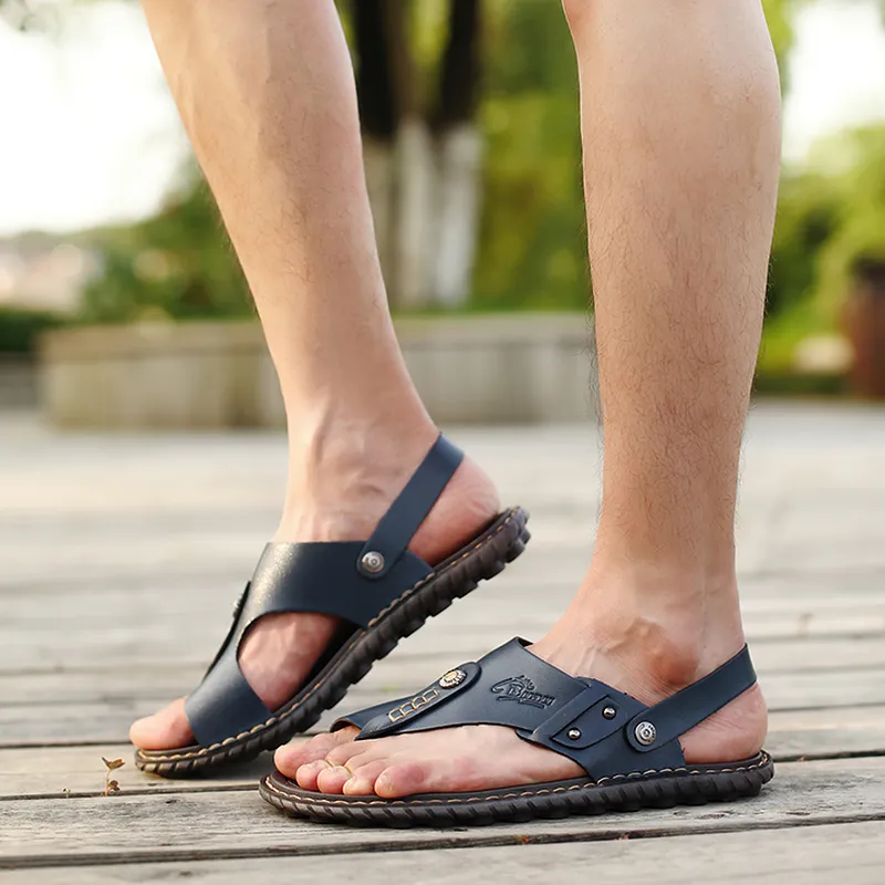 Breathable Leather Flip-Flops Slippers Sandals / Casual Summer Shoes for Men