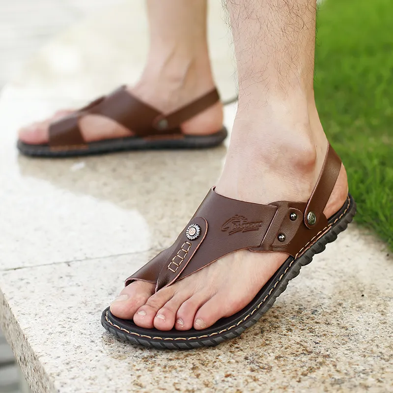 Breathable Leather Flip-Flops Slippers Sandals / Casual Summer Shoes for Men