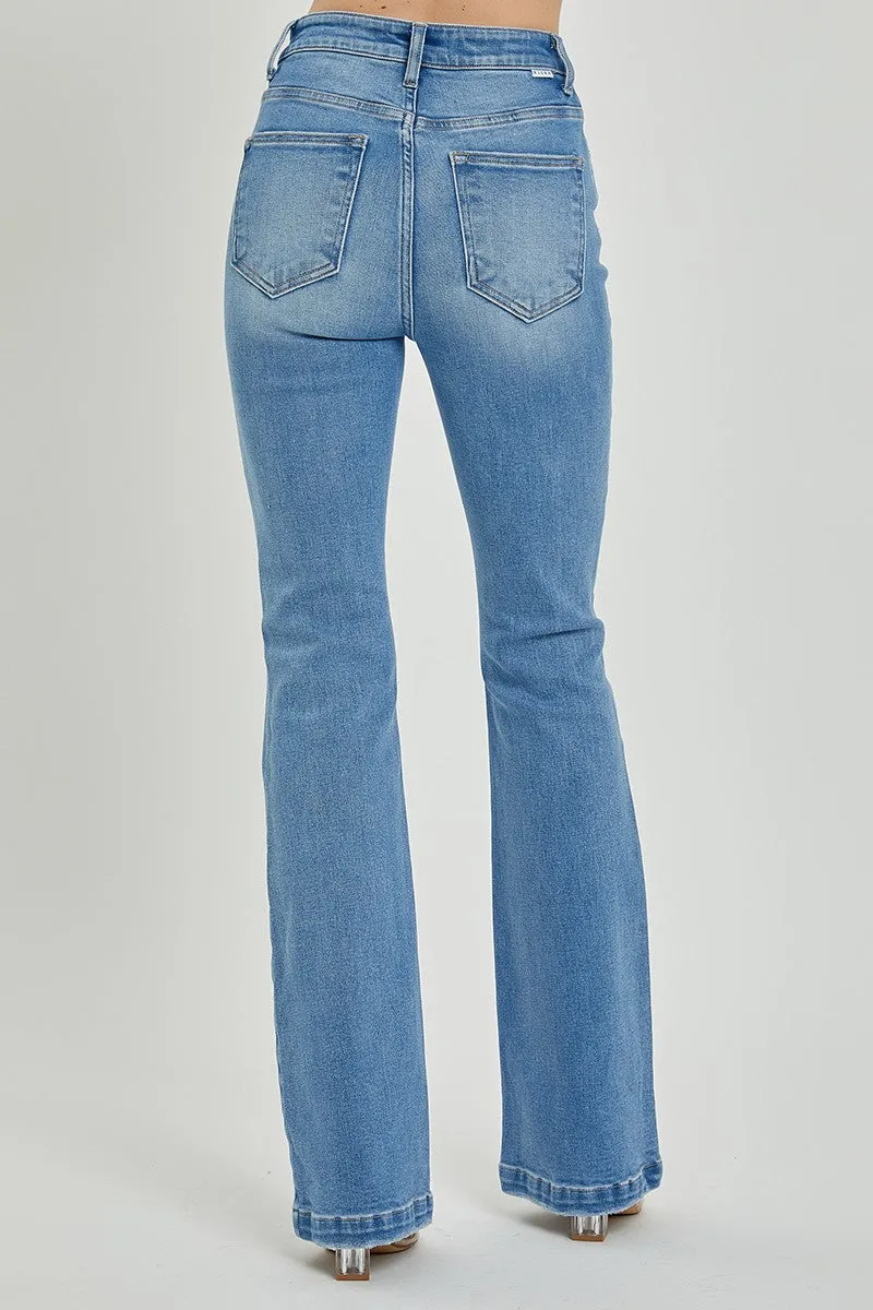 Button Fly Bootcut Jeans High Rise Waist