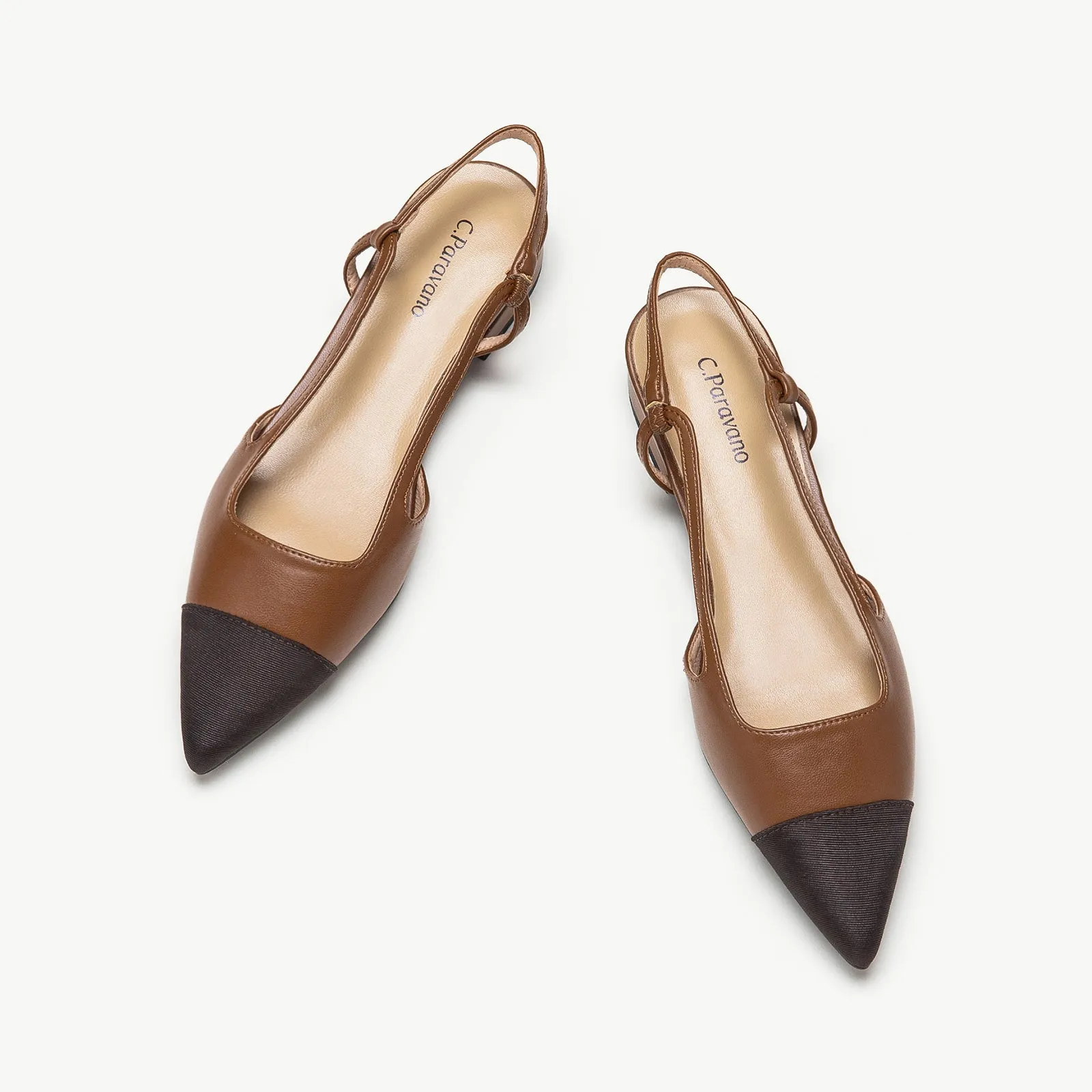 Cap-Toe Slingback Flats (Freya) Brown