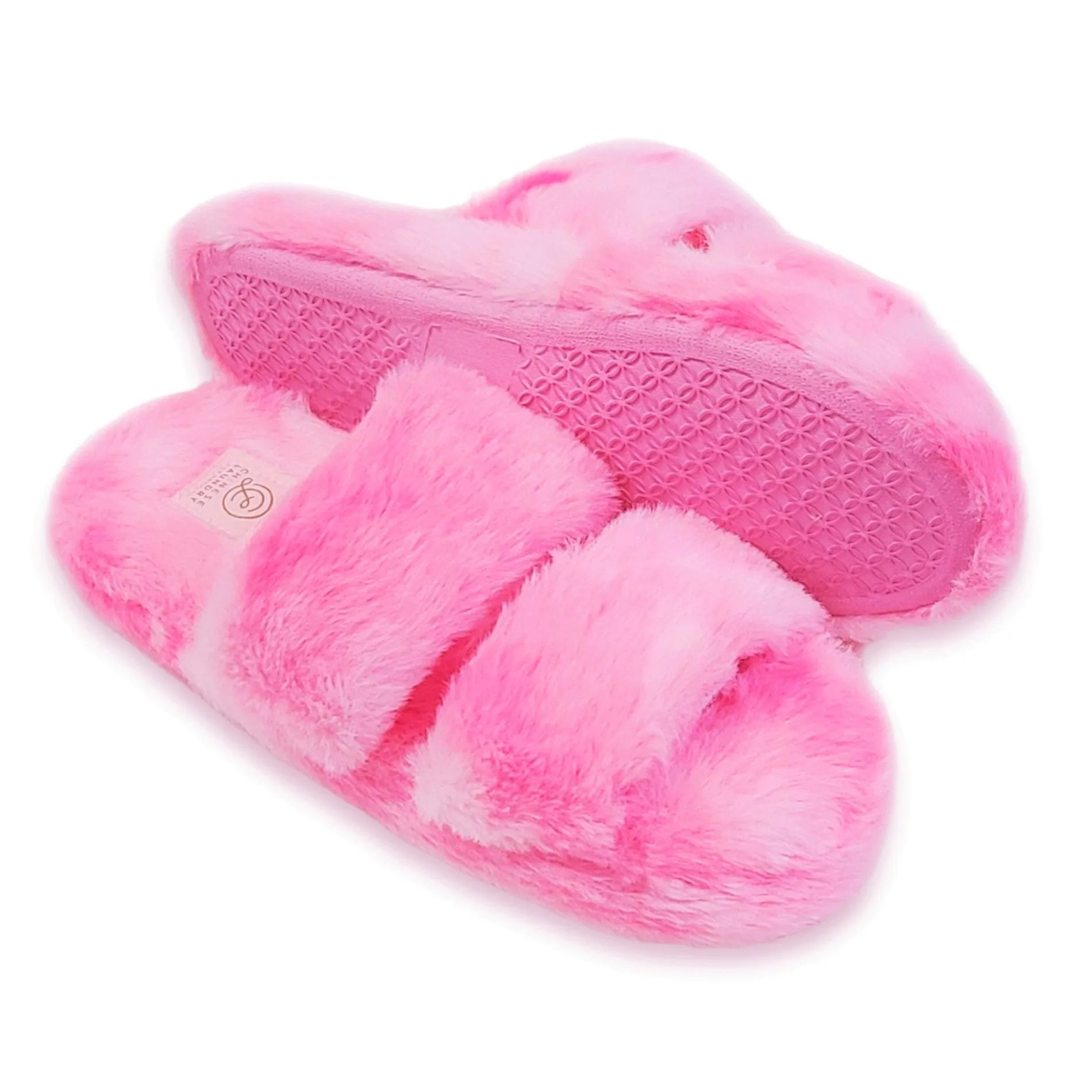 Chinese Laundry Women's Tie Dye Double Strap Faux Fur Slippers