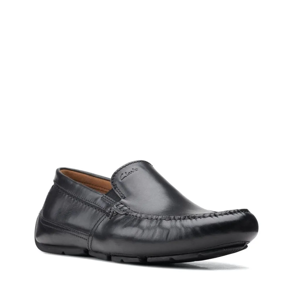 Clarks Mens Markman Plain Loafers- Black Leather