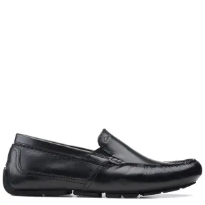 Clarks Mens Markman Plain Loafers- Black Leather