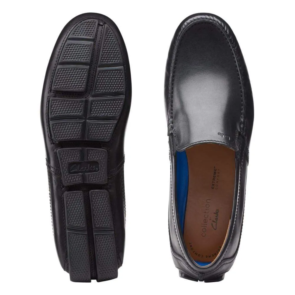 Clarks Mens Markman Plain Loafers- Black Leather