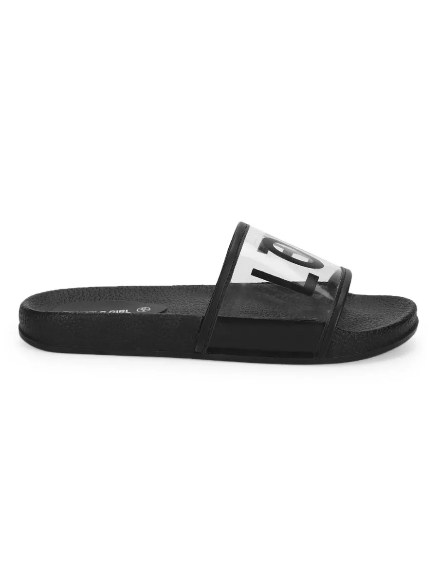 Clear Black PU Slip Ons