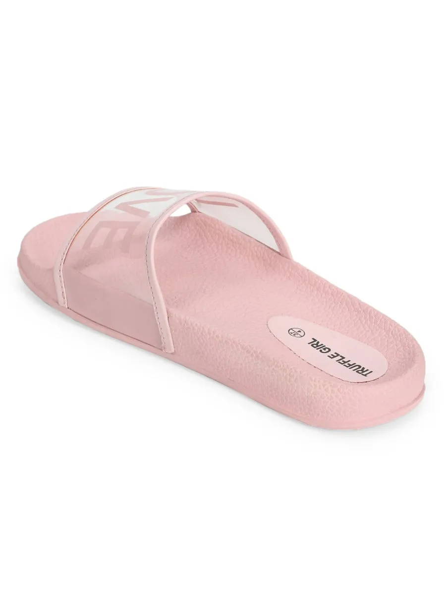 Clear Pink PU Slip Ons