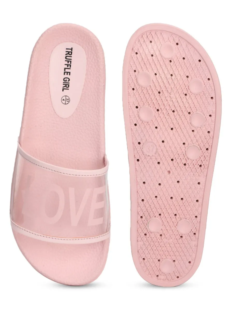 Clear Pink PU Slip Ons