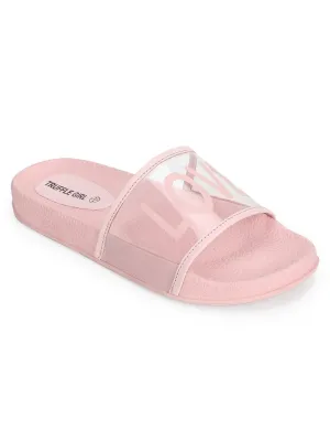 Clear Pink PU Slip Ons