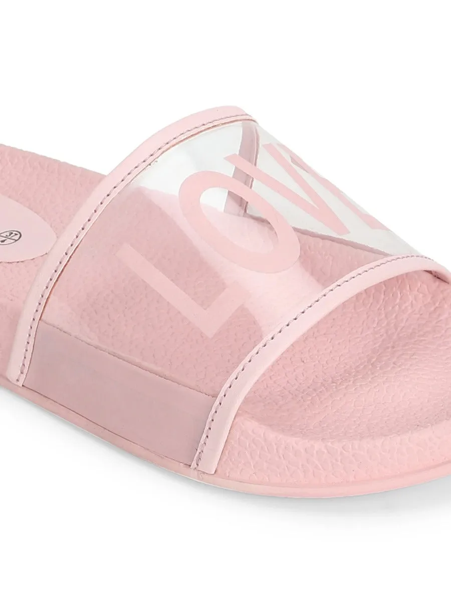 Clear Pink PU Slip Ons