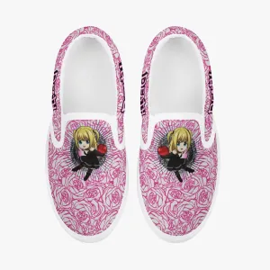 Death Note Misa Pink Roses Kids Slip Ons Anime Shoes