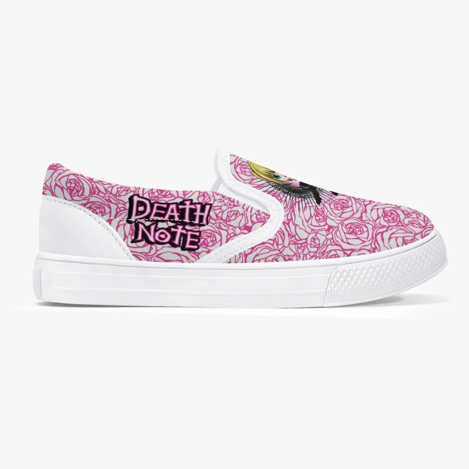 Death Note Misa Pink Roses Kids Slip Ons Anime Shoes