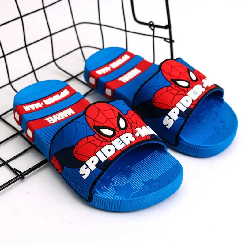 Disney Children's Slippers Summer Boys Indoor Thick Bottom Bath Soft Anti-skid Sandals Carton Boys Flip-flops Outside Blue Shoes