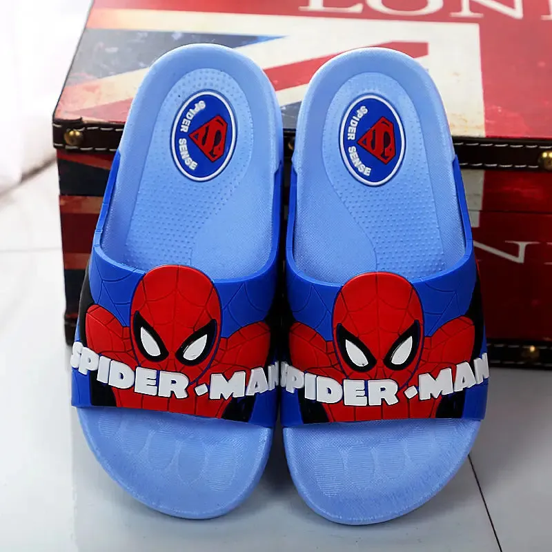 Disney Children's Slippers Summer Boys Indoor Thick Bottom Bath Soft Anti-skid Sandals Carton Boys Flip-flops Outside Blue Shoes