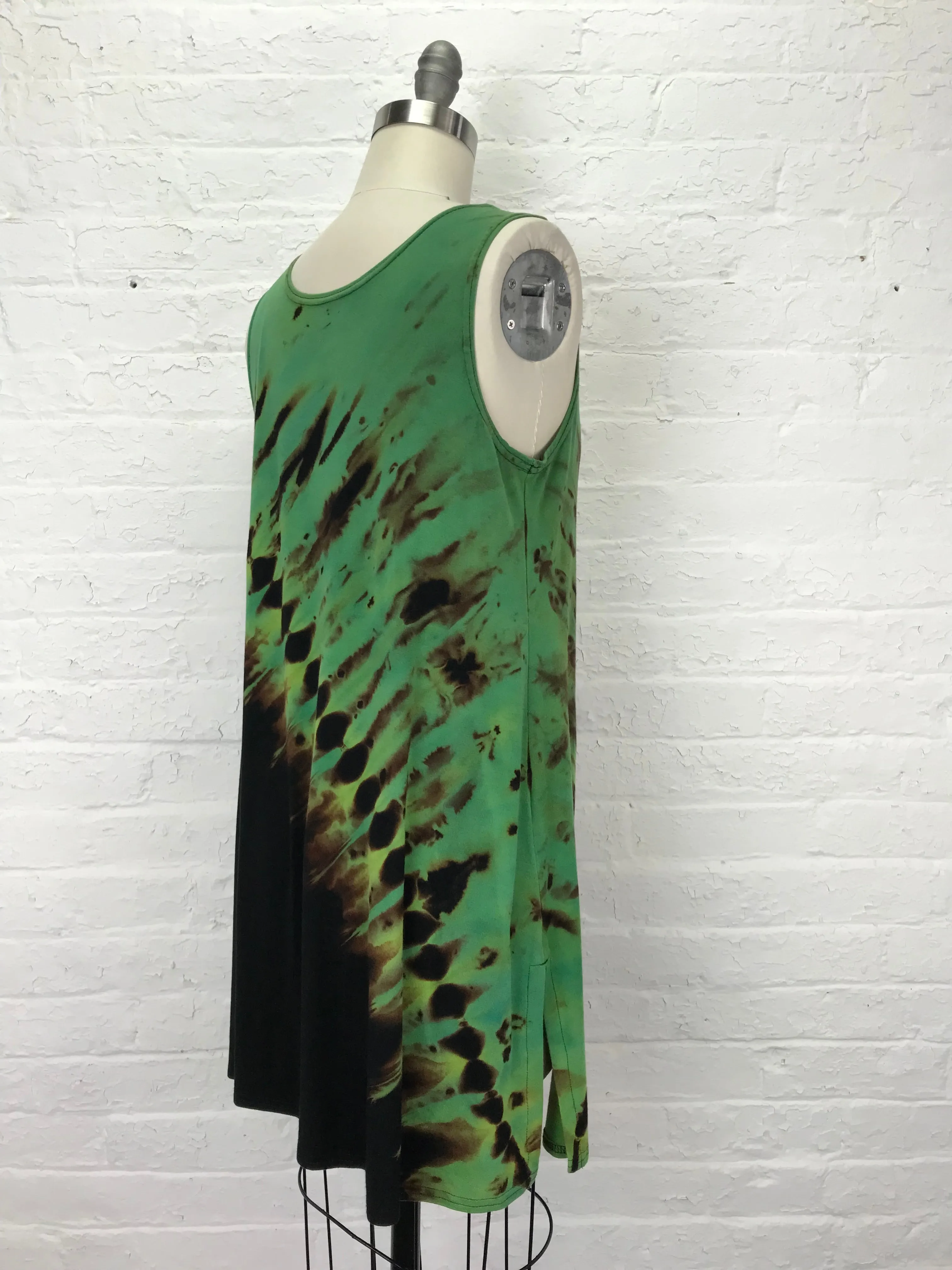 Eileen Mini Tank Tunic in Green Meteor Shower