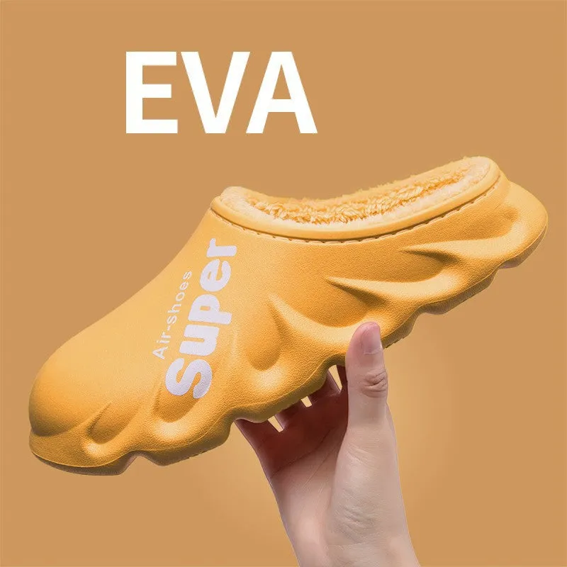 Home Slippers Clogs EVA Waterproof Warm Plush Indoor Shoes Couple Shoes | Brodtica.com