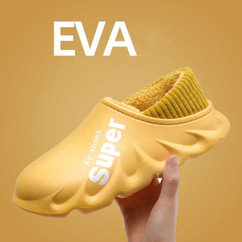 Home Slippers Clogs EVA Waterproof Warm Plush Indoor Shoes Couple Shoes | Brodtica.com