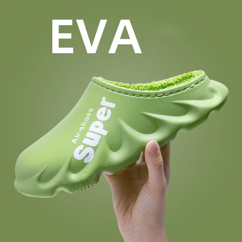 Home Slippers Clogs EVA Waterproof Warm Plush Indoor Shoes Couple Shoes | Brodtica.com