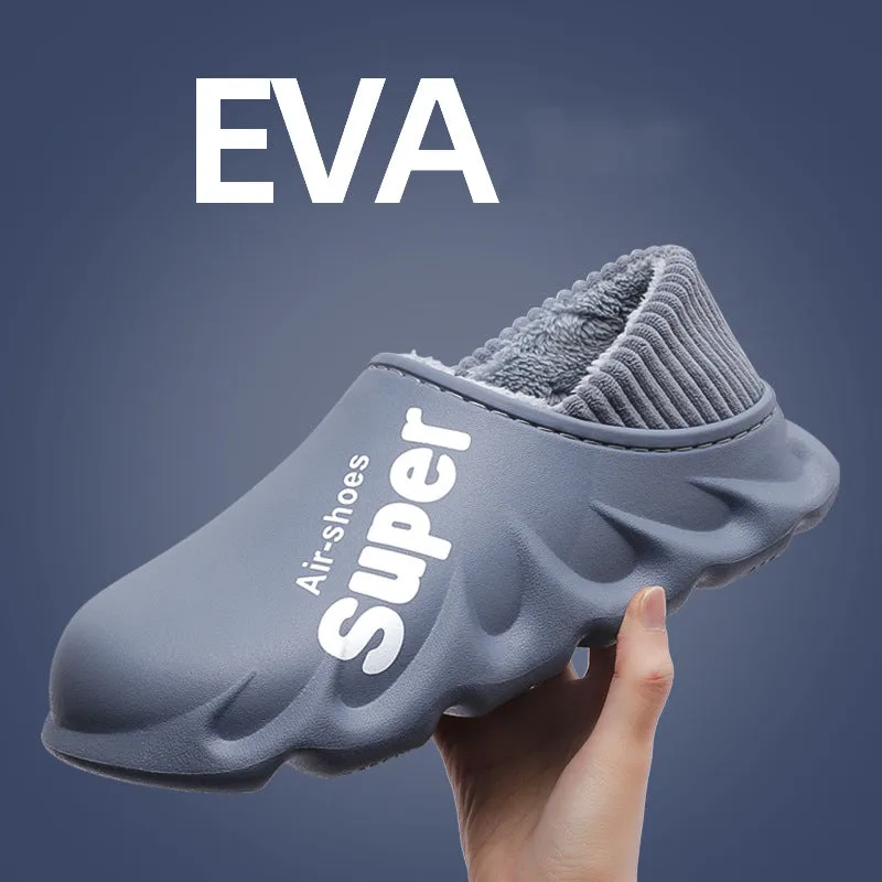 Home Slippers Clogs EVA Waterproof Warm Plush Indoor Shoes Couple Shoes | Brodtica.com