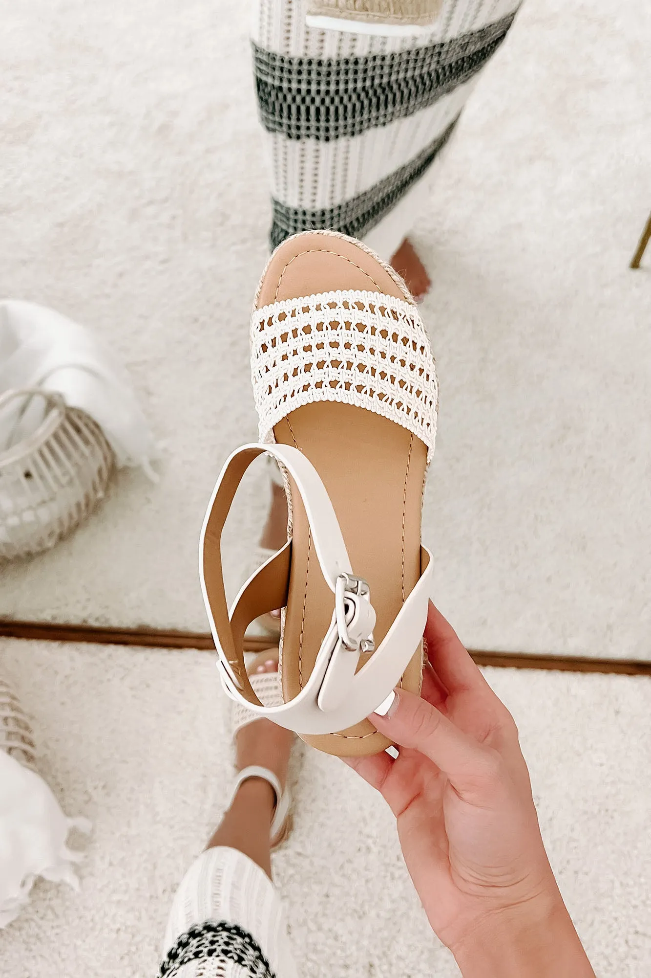 Hoyden Woven Platform/Wedge Sandal (Bone)