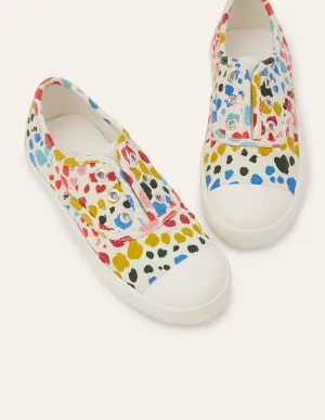 Laceless Canvas Plimsolls-Multi Leopard