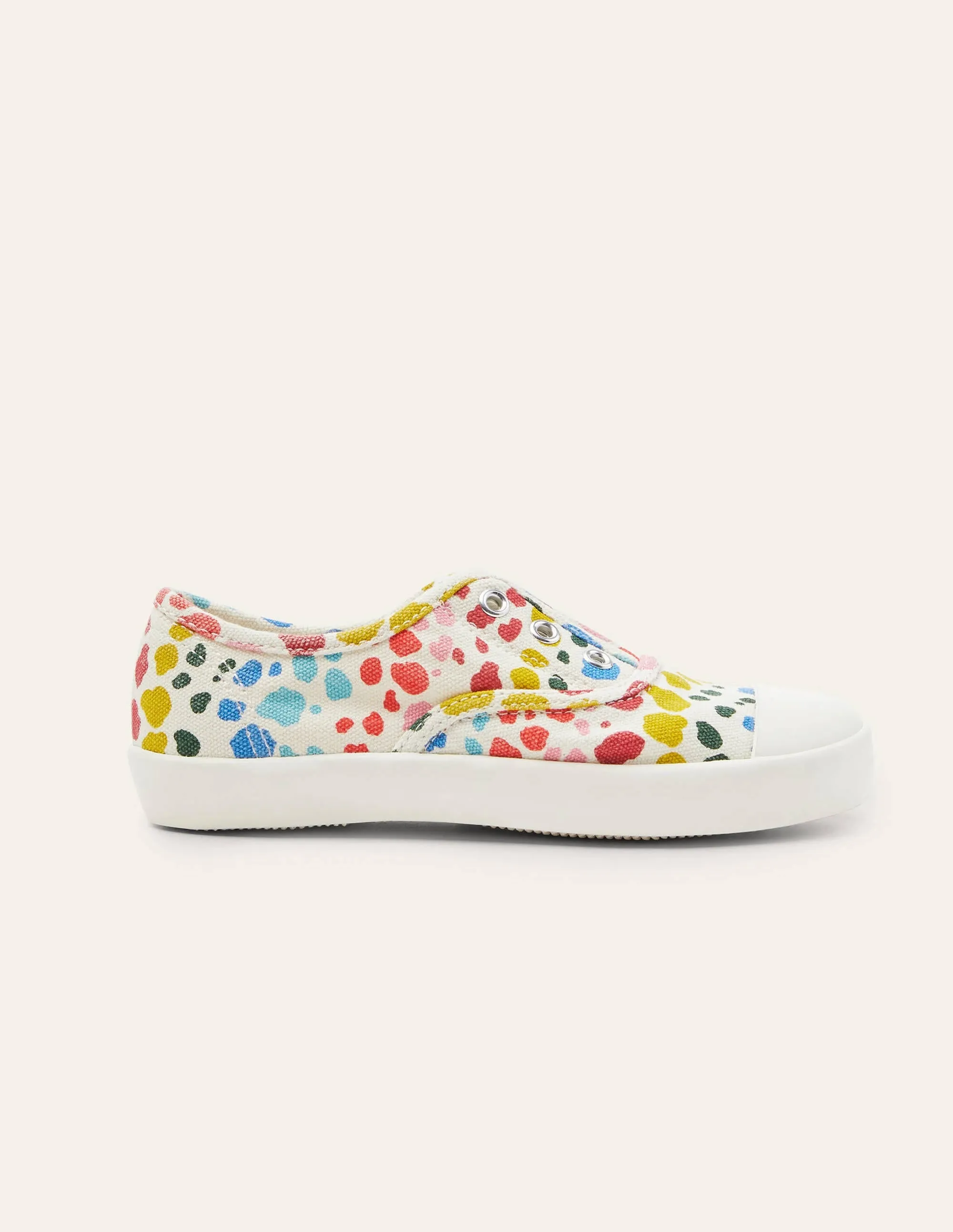 Laceless Canvas Plimsolls-Multi Leopard