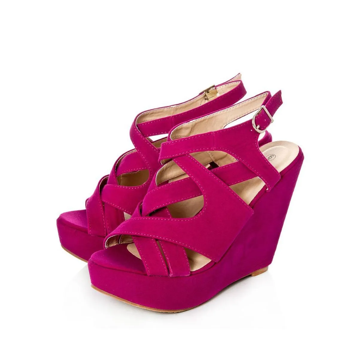 LEEMA Strappy Wedge High Heeled Platform Ankle Strap Sandals