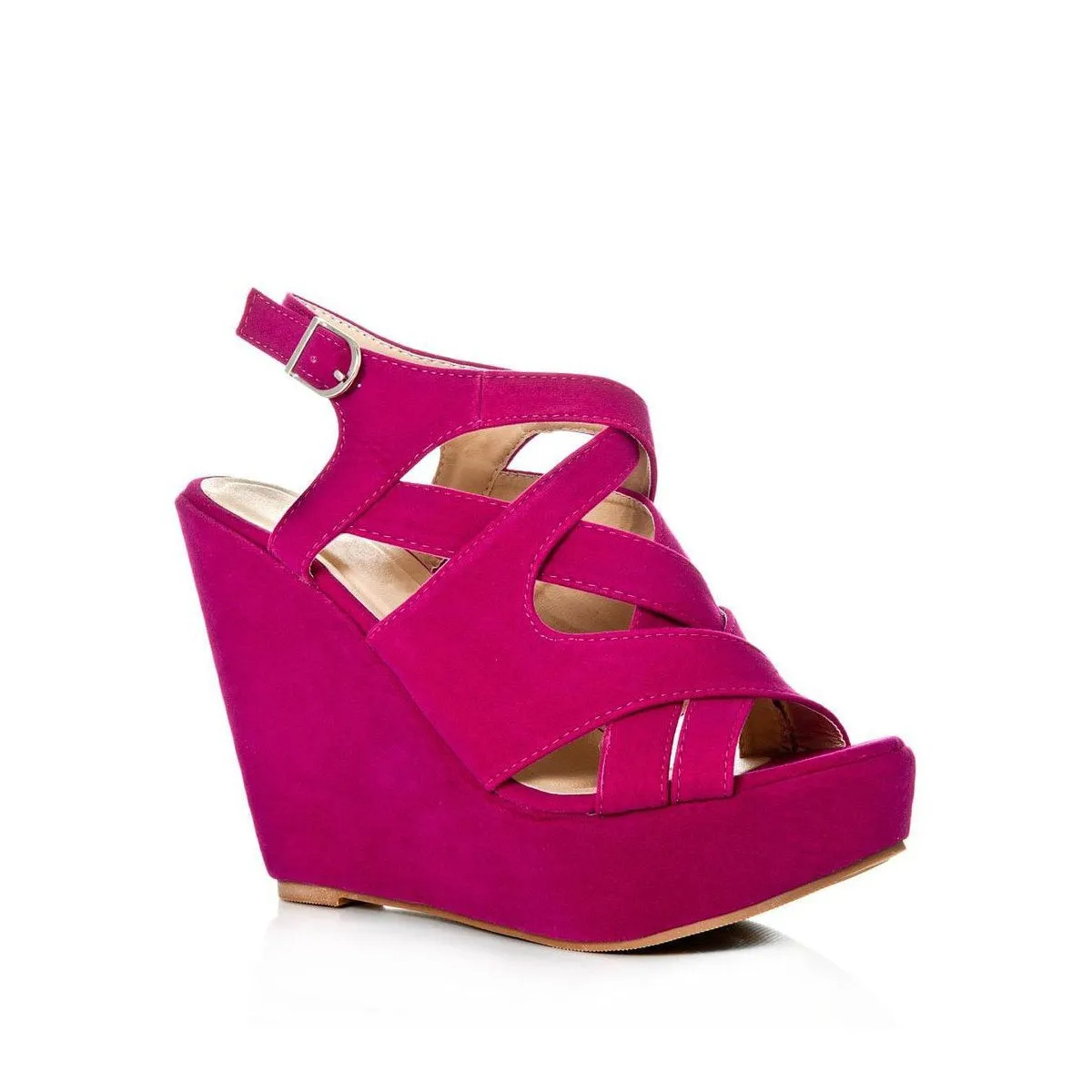 LEEMA Strappy Wedge High Heeled Platform Ankle Strap Sandals