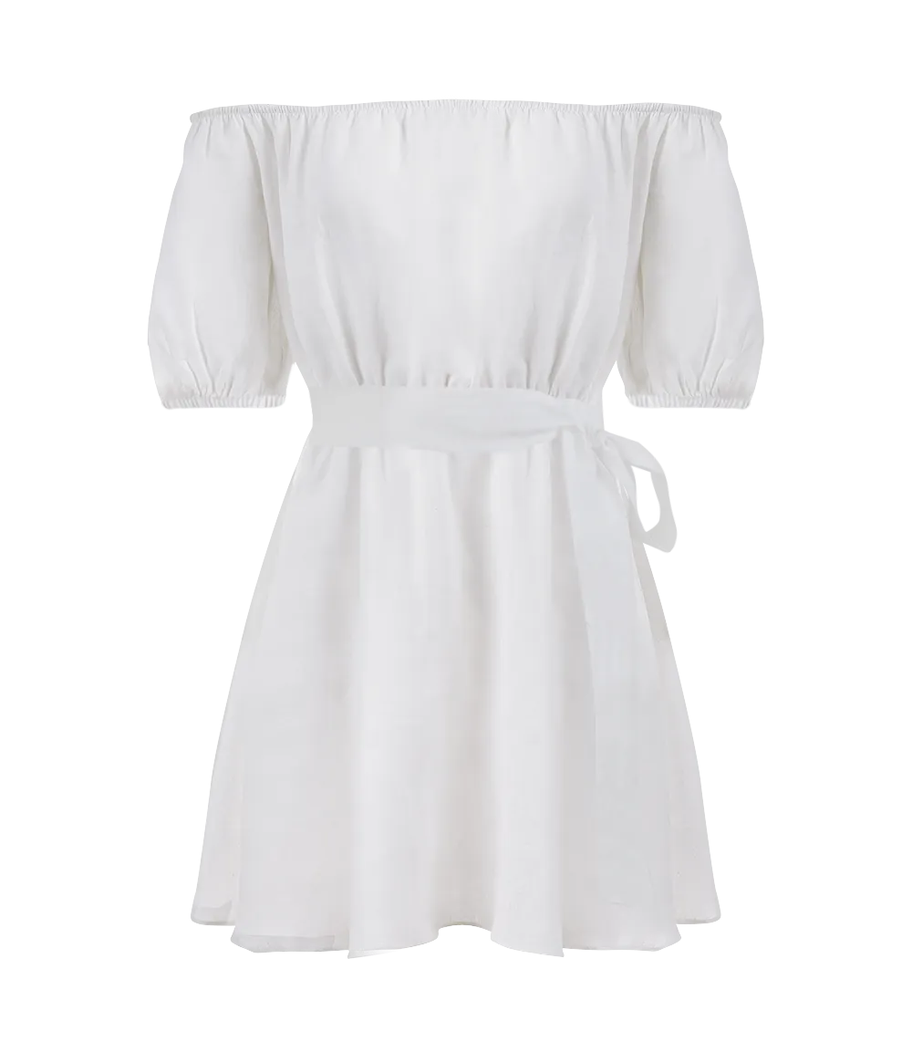 Leto Linen Puff Sleeve Short Dress