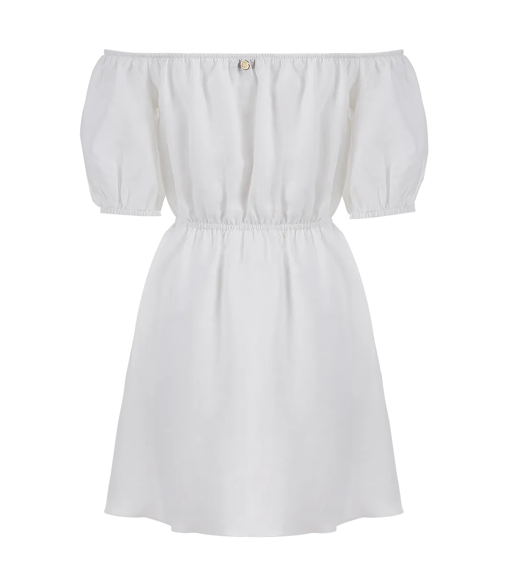 Leto Linen Puff Sleeve Short Dress