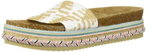 LFL by Lust for Life Pike White Raffia Slip On Platform Open Toe Wedge Sandals