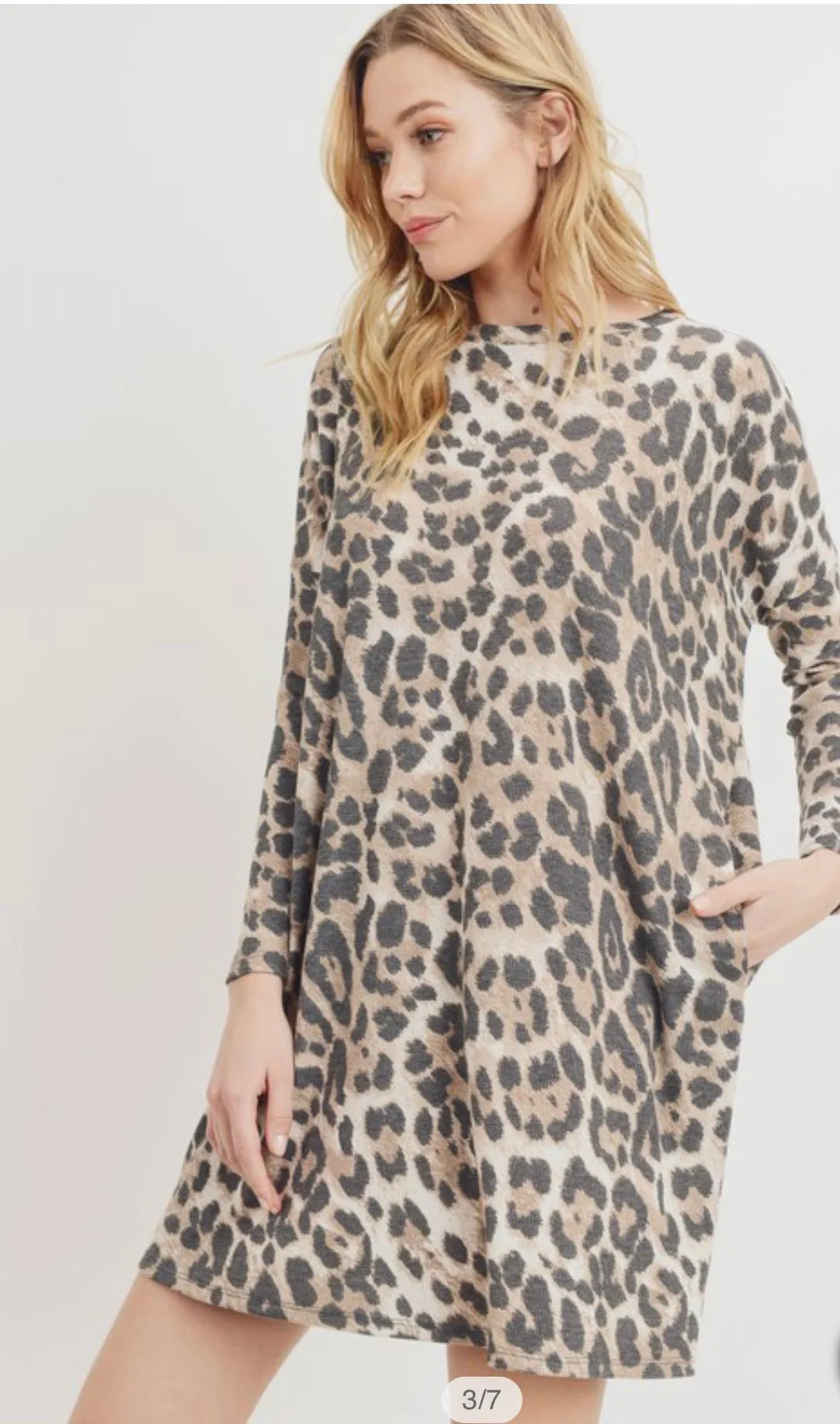 Long Sleeve  Leopard Print Dress