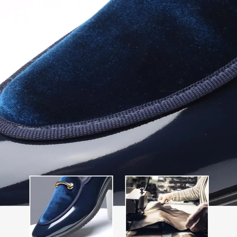 Men's Casual Fashion Metal Accessories Slip On Leather Shoes