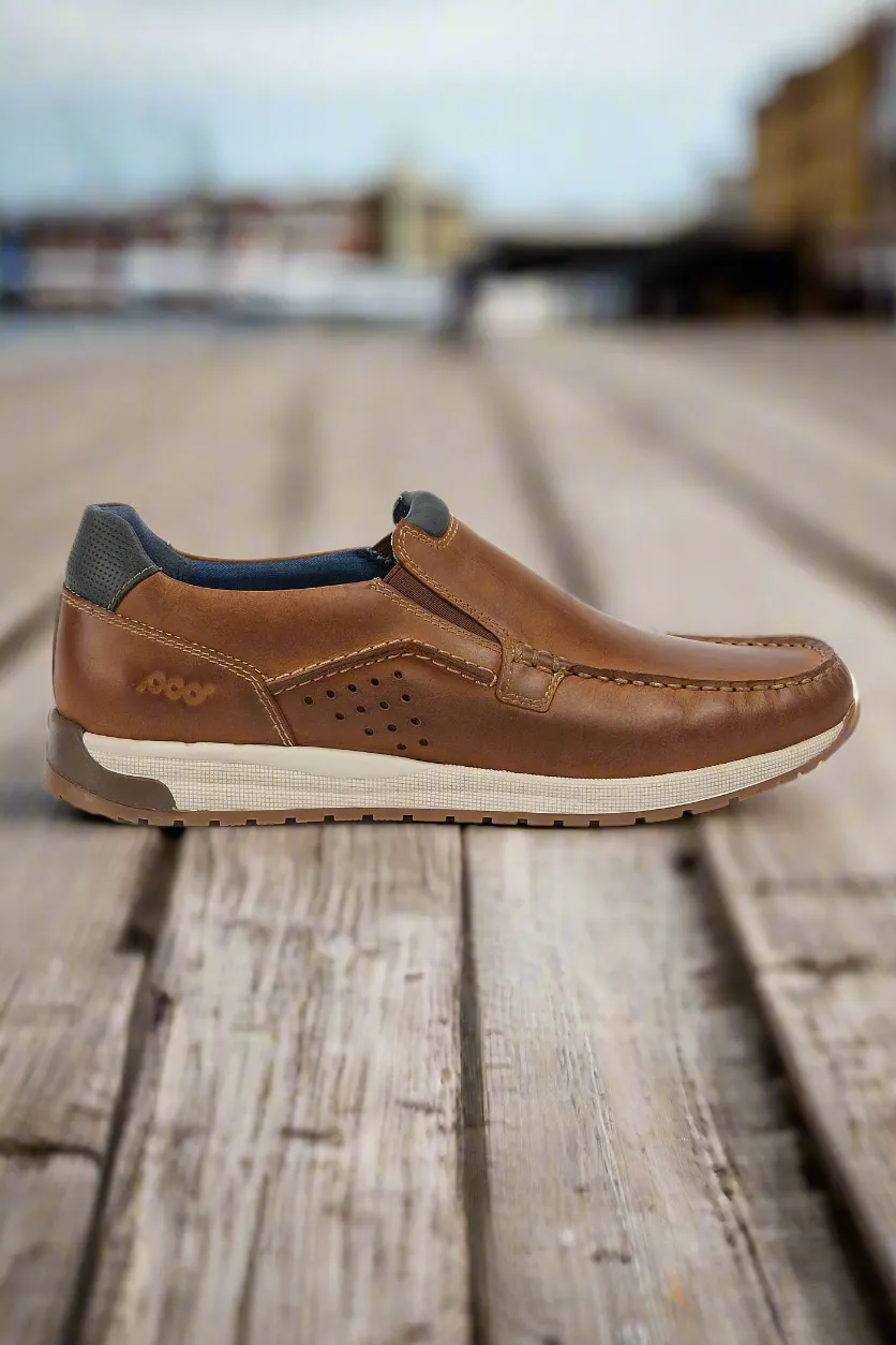 Mens Pod Brown Casual Boat Shoe Slip On Sean Waxy Leather sale