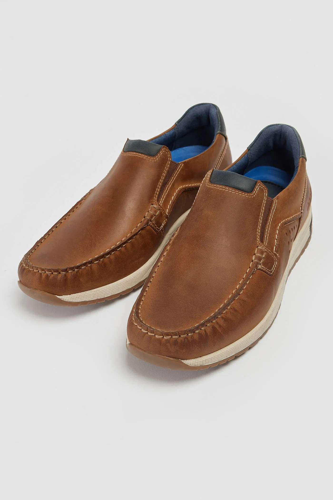 Mens Pod Brown Casual Boat Shoe Slip On Sean Waxy Leather sale