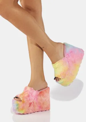 Pastel Gravity Faux Fur Sandals