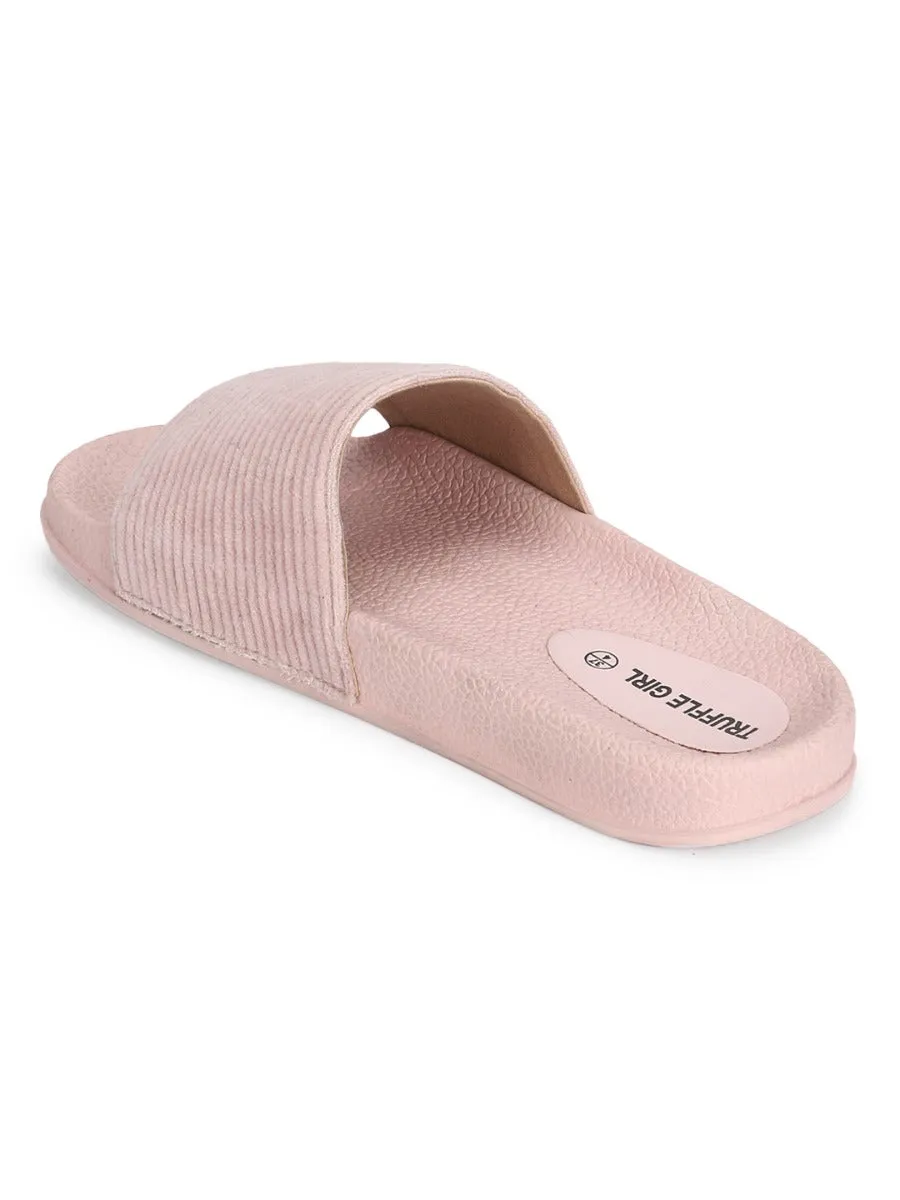 Pink Corduroy Slip Ons