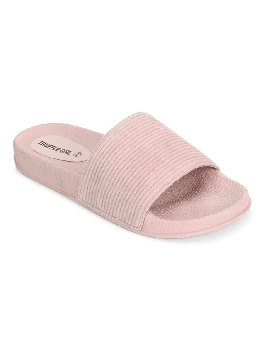 Pink Corduroy Slip Ons