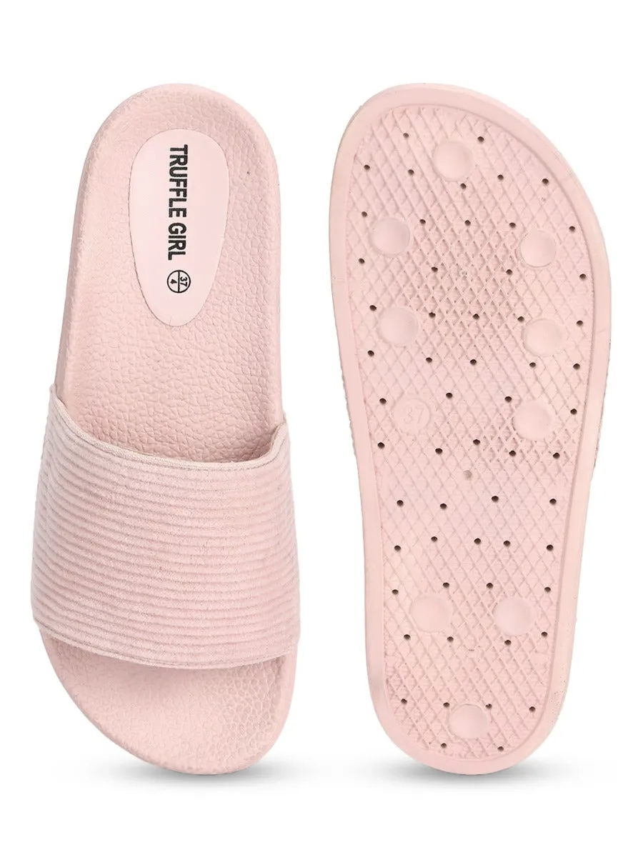 Pink Corduroy Slip Ons