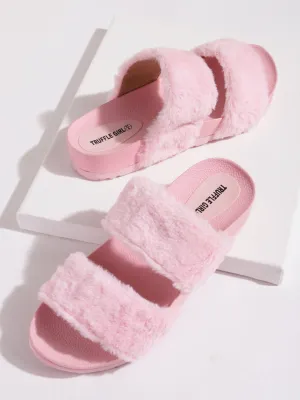 Pink Furry Slip Ons (TC-RLST9-PNK)