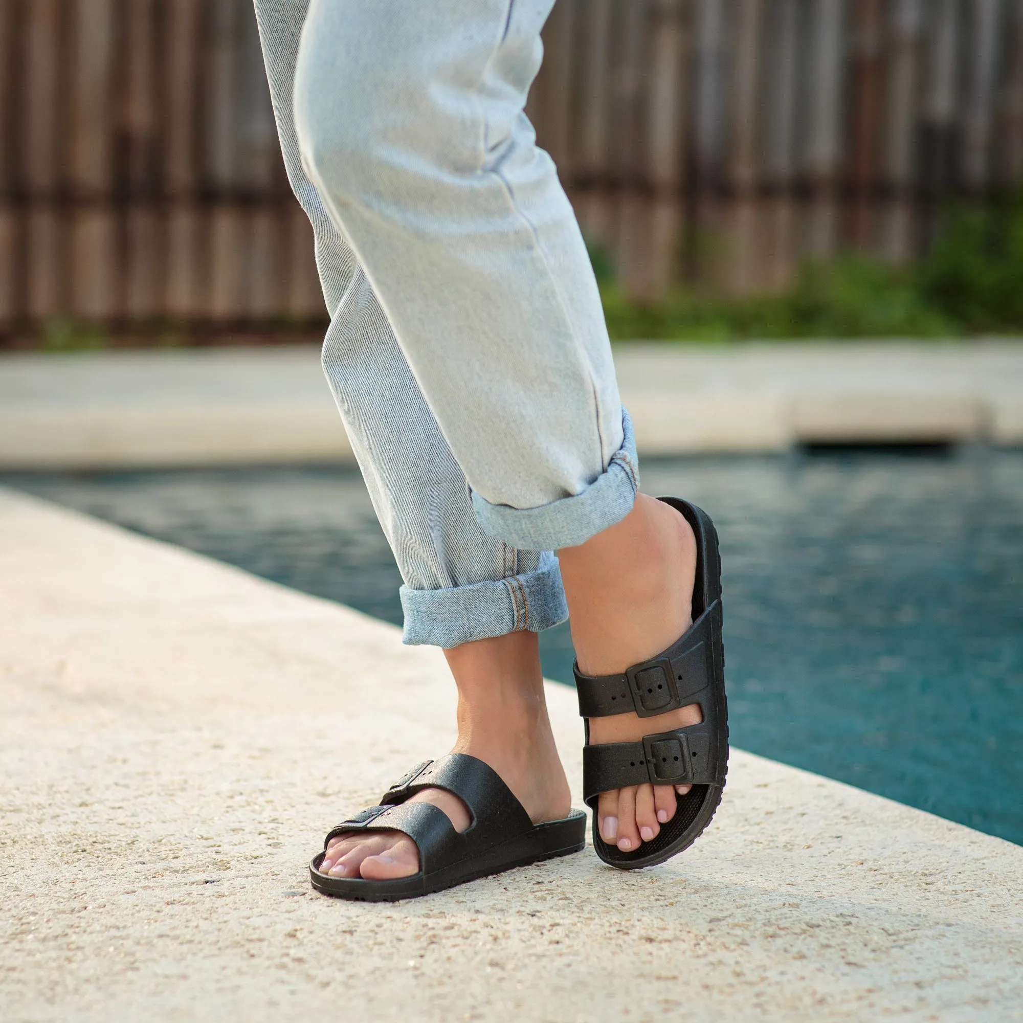 Plaka Genesis 2 Fixed Straps Slides Sandals | Black Star