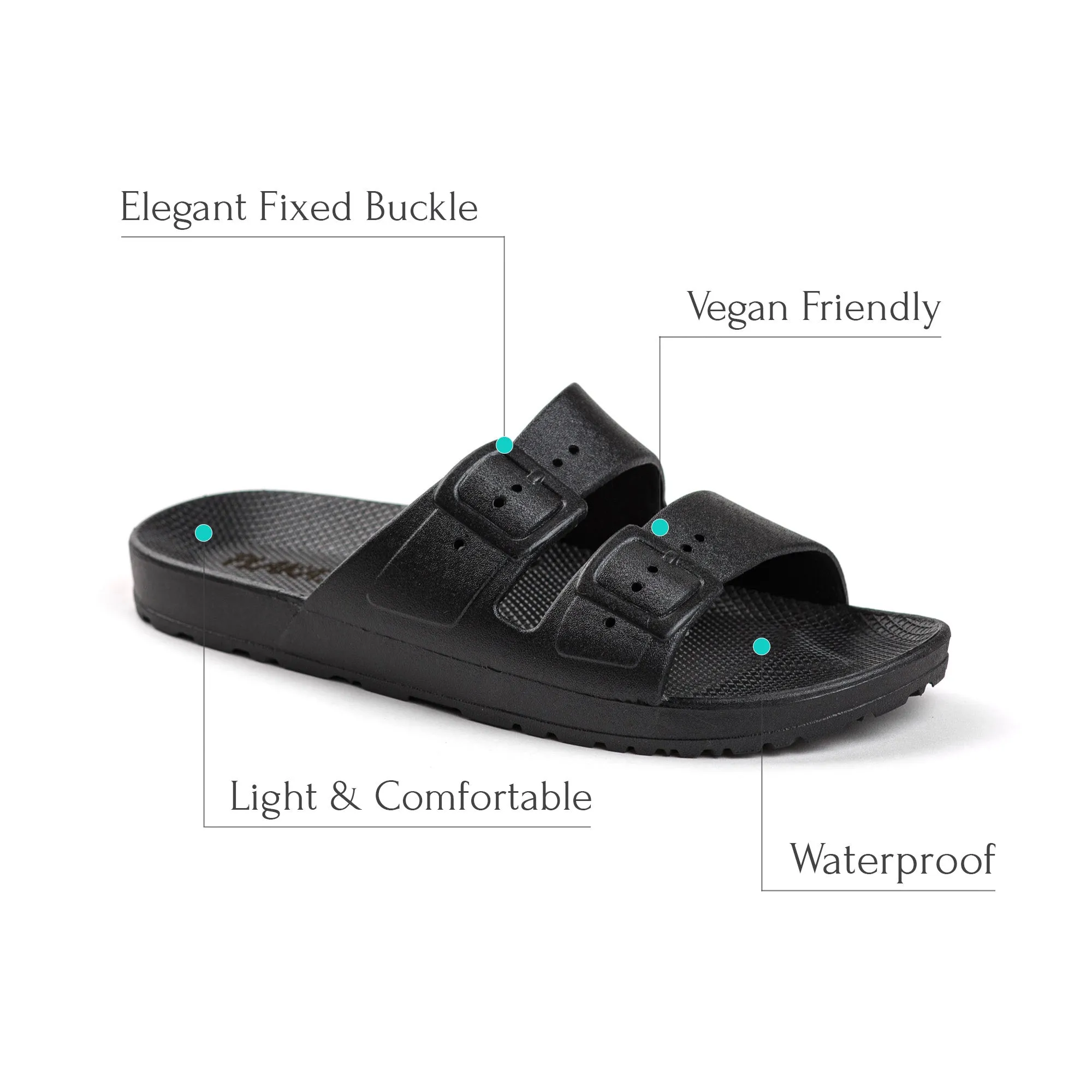 Plaka Genesis 2 Fixed Straps Slides Sandals | Black Star