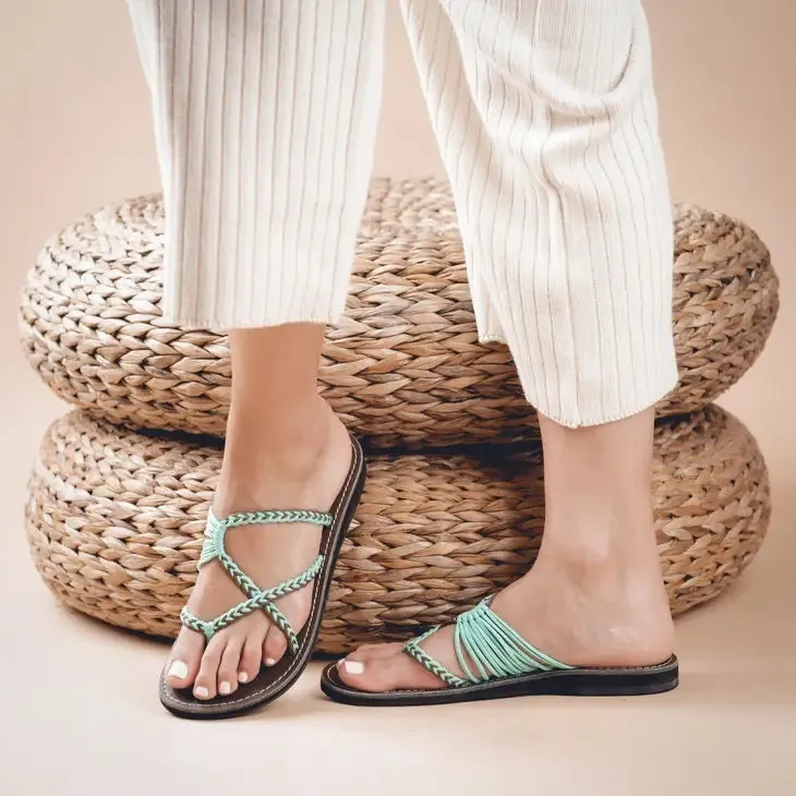 Plaka Turquoise-Gray Oceanside Flip Flop Sandals